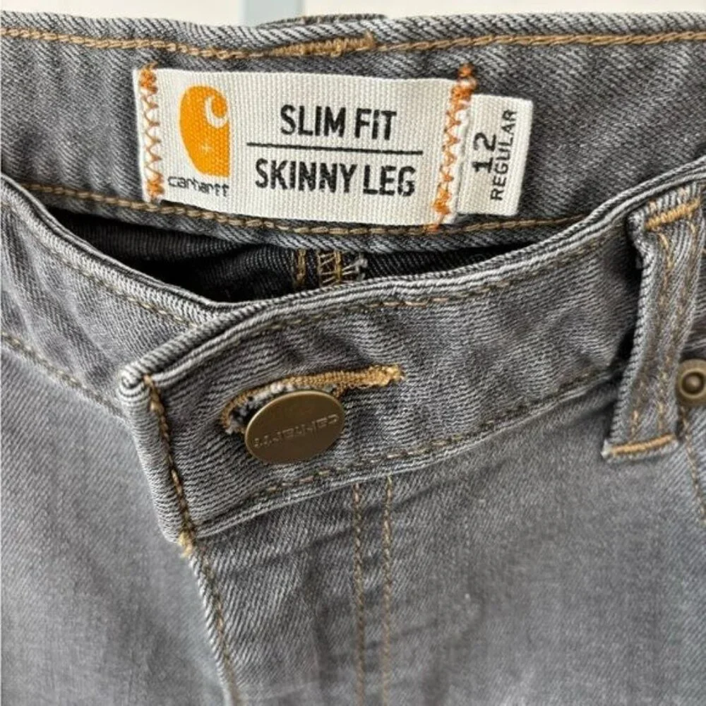 Carhartt Layton Jeans Women’s 12 Slim Fit Gray Streetwear Festival Minimalist - Picture 5 of 12